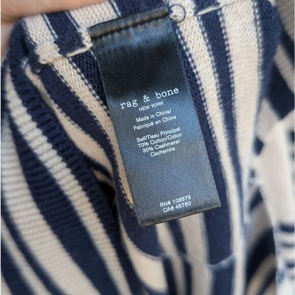 Rag & Bone Ann Striped Turtleneck Casmere/Cotton Sweater, size L - Picture 7 of 10